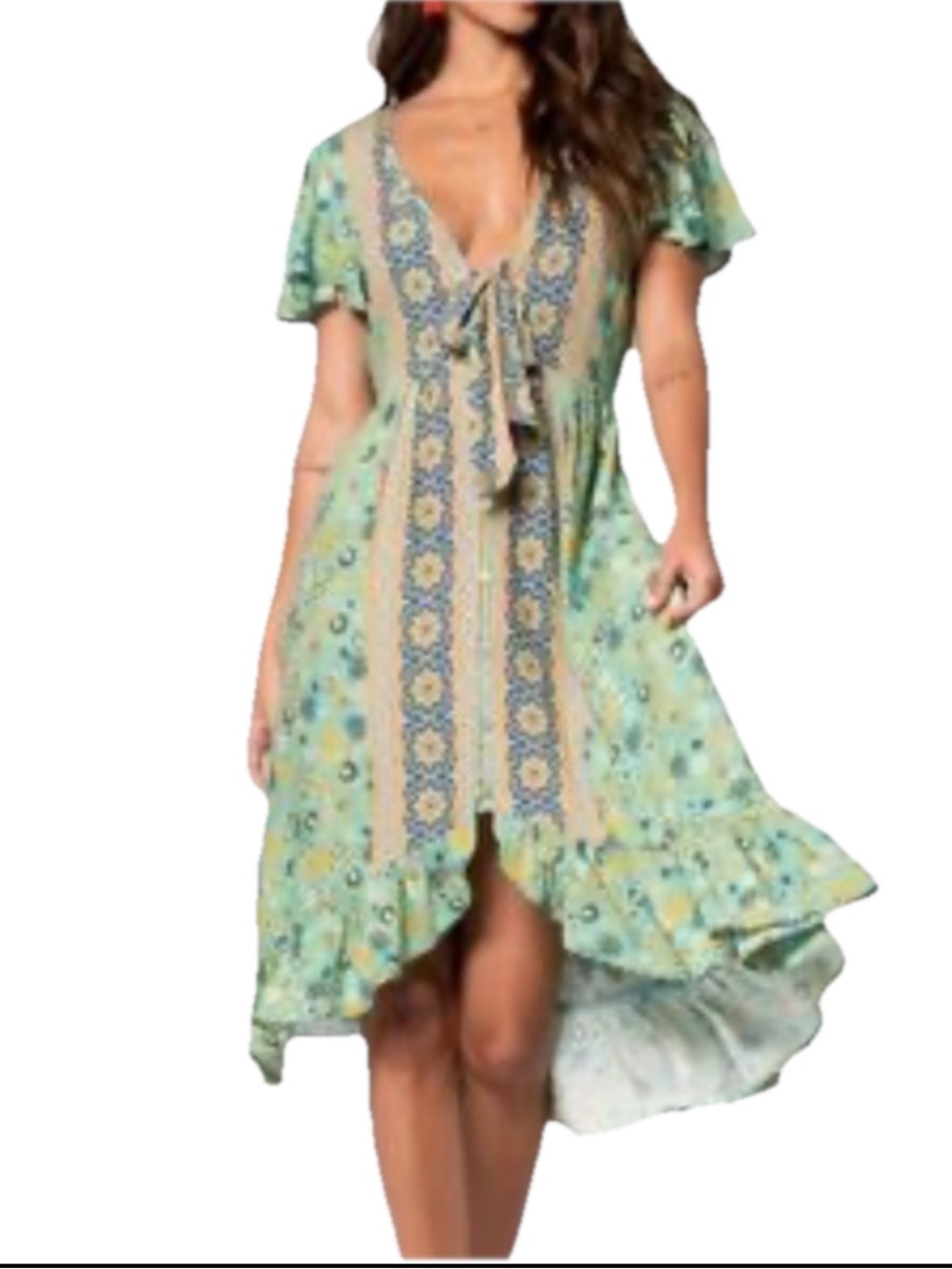 NWT Band of Gypsies Women's Boho Dublin Surplice Ruffled Midi Dress M #OS454